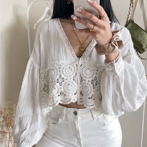 White Flowy Top